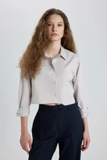 DEFACTO Oversize Fit Crop Poplin Long Sleeve Shirt