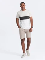 Ombre Men's tricolor T-shirt with wide stripes - white