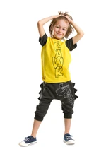 Denokids Serrated Rawr Boy T-shirt Capri Shorts Set