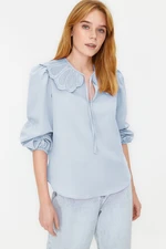 Trendyol Light Blue Woven Baby Collar Blouse