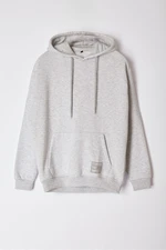 Trendyol Grey Oversize/Wide Cut Hooded Labeled Fleece/Warm Sweatshirt