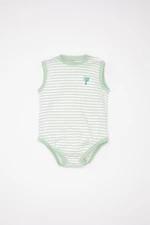 DEFACTO Baby Boy Newborn Baby Collar Striped Ribbed Sleeveless Snap-On Body