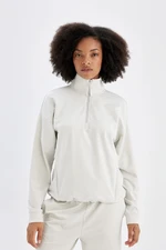 DeFactoFit Loose Fit Stand-Up Collar Zippered Athlete Sweatshirt