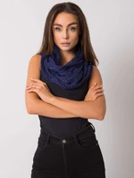 Lady's dark blue-white scarf in polka dots