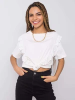 White cotton T-shirt with frills