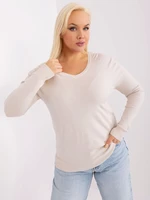 Light beige fitted sweater plus size with neckline