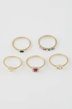 DEFACTO Women's 5-Piece Gold Ring