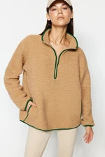 Trendyol Brown Plush Knitted Sports Sweatshirt