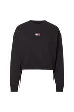 Tommy Jeans Sweatshirt - TJW BXY CROP BADGE DRAWSTR CREW black