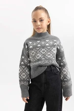 DEFACTO Girls New Year Themed Crew Neck Sweater