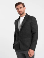 Ombre Stylish men's jacquard jacket with delicate stripes - graphite