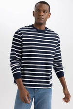 DEFACTO Comfort Fit Crew Neck Striped Sweatshirt