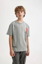 DEFACTO Boy Oversize Fit Wide Mold Crew Neck Printed Short Sleeve T-Shirt