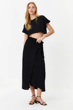 Trendyol Black Tied Viscose Woven Skirt