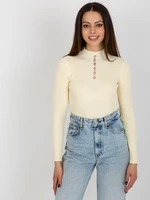 Cream fitted ribbed blouse