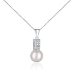 JwL Luxury Pearls Elegantný náhrdelník s pravou perlou a zirkónmi JL0645 (retiazka, prívesok)