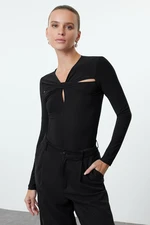 Trendyol Black Cut Out/Window Detailed Knitted Bodysuit