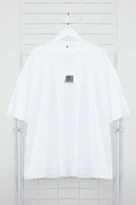 Trendyol Plus Size White Oversize/Wide-Fit 100% Cotton Text Printed T-Shirt