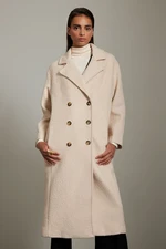 Trendyol Light Beige Boucle Regular Long Wool Coat