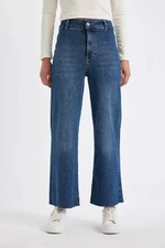 DEFACTO Culotte High Waist Short Wide Leg Jean Washed Trousers