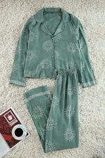 Trendyol Green Sun Patterned Viscose Woven Pajama Set