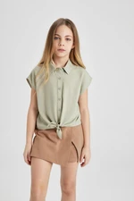 DEFACTO Girls' Crop Short Sleeve Shirt