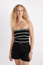 DEFACTO Slim Fit Striped Strapless Blouse