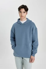 DEFACTO Comfort Fit Hooded Basic Sweatshirt