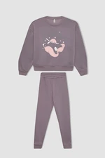 DEFACTO Girl's Printed Long Sleeve Pajama Set