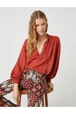 Koton Tassel Detailed V-Neck Oversize Blouse