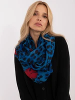 Dark blue women's scarf with leopard print