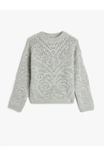 Koton Knit Sweater Openwork Round Neck Long Sleeve