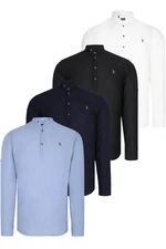 SET OF FOUR G783 DEWBERRY JUDGE COLLAR SHIRT-BLACK-WHITE-NAVY-BLUE