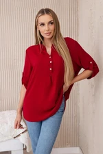 Women's blouse with a longer back - burgundy