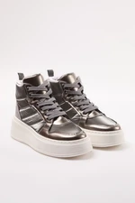 Trendyol Silver Metallic Chunky Sole Women's Sneakers