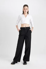 DEFACTO Classic Trousers Wide Leg Wide Leg Fleece Pocket High Waist Standard Length Basic Plain