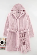 Trendyol Light Pink Belted Animal Figure Hooded Wellsoft Winter Knitted Dressing Gown