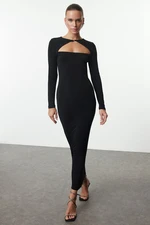 Trendyol Black Cut Out/Window Detailed Knitted Elegant Evening Dress