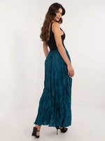 Navy blue long skirt with a crease effect