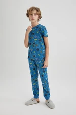 DEFACTO Boy's Patterned Short Sleeve Pajamas Set