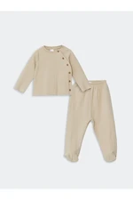 LC Waikiki Crew Neck Long Sleeve Baby Boy Cardigan and Trousers 2-Piece Set