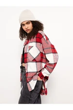 LC Waikiki Hooded Plaid Long Sleeve Flannel Oversize Women Lumberjack Shirt Jacket