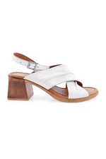 DGN 1421 Women's Ankle Strap Sandals Genuine Leather White