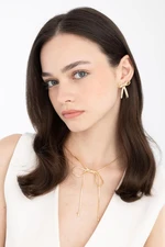 DEFACTO Women's Bow Gold Earrings