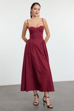 Trendyol Burgundy A-Line Poplin Woven Dress