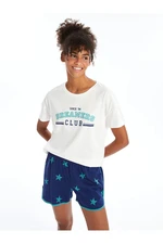 LC Waikiki Crew Neck Printed Short Sleeve Women's Pajama Set with Shorts