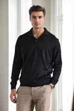 28296 Dewberry Polo Neck Mens Knit Sweater-BLACK