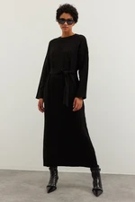 Trendyol Black Belted Rib Knitwear Dress