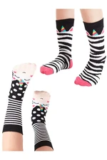 Denokids Zebra Patterned Girl's Socks Set of 2