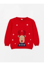 LC Waikiki Crew Neck Long Sleeve Christmas Themed Baby Boy Knitwear Sweater